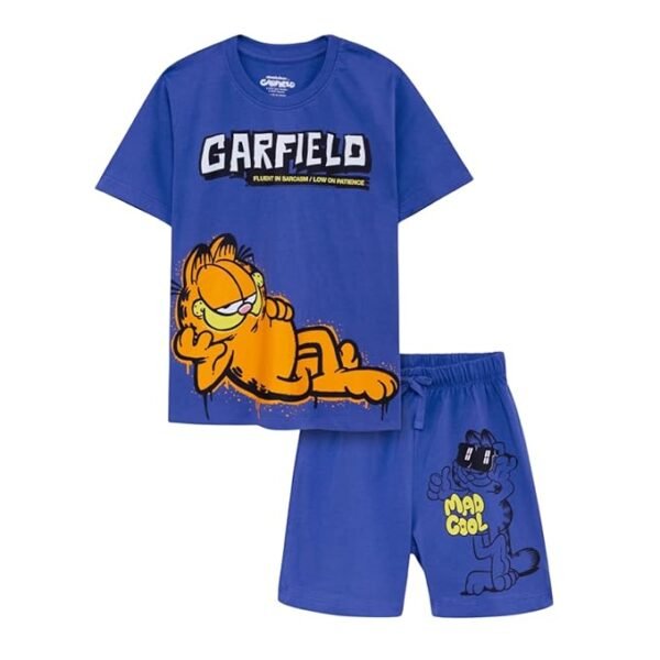 Nap Chief Kids Cotton Official Garfield Printed Co ord Sets for Boys & Girls, T Shirt and Shorts for Casual Wear